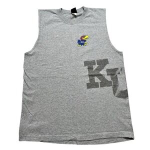 Starter Sleeveless T-Shirt Mens Large Gray Kansas Jayhawks KU‎ Vintage 90s USA